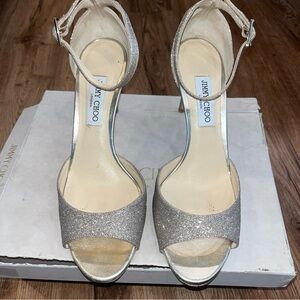 Jimmy Choo Annie 85 Sandals platinum ice size EU 42